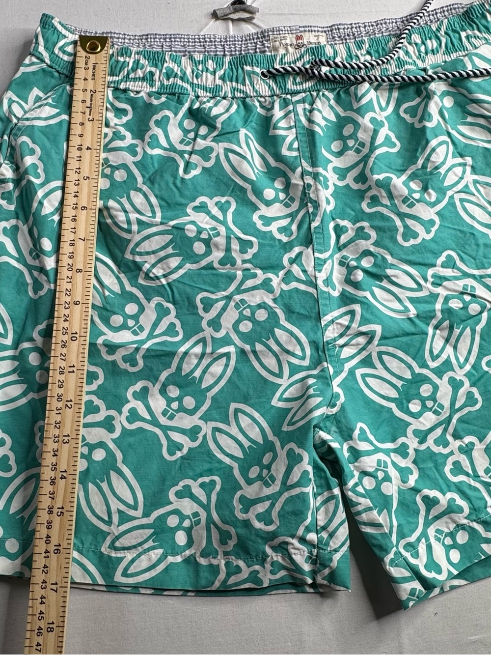 Psycho Bunny Teal and White Graphic Swim Shorts - Picture 5 of 8